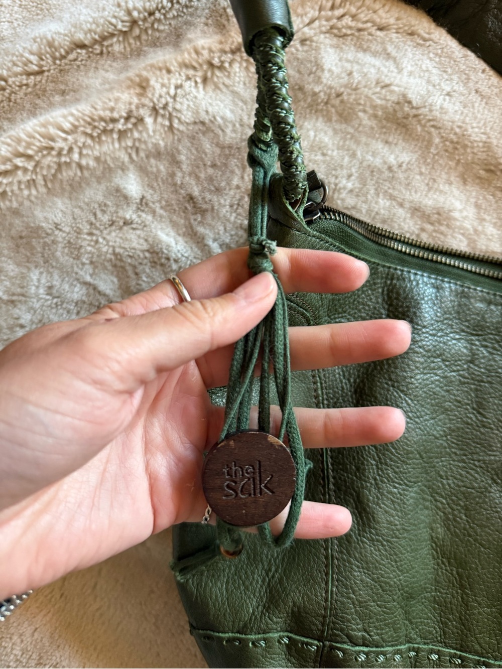 The Sak Olive Green Leather Hobo Bag crescent y2k - Picture 9 of 9